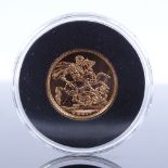 A 2017 gold sovereign, uncirculated with Certificate of Authenticity