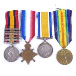 A group of 3 First World War medals plus Queen's South Africa medal with 5 bars, awarded to