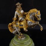 GUISEPPE VASARI - parcel gilt and silvered bronze sculpture of D'Artagnan on horseback, signed, on