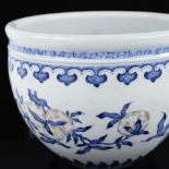 A Chinese blue and white porcelain jardiniere, with hand painted fruit decoration, diameter 24cm,