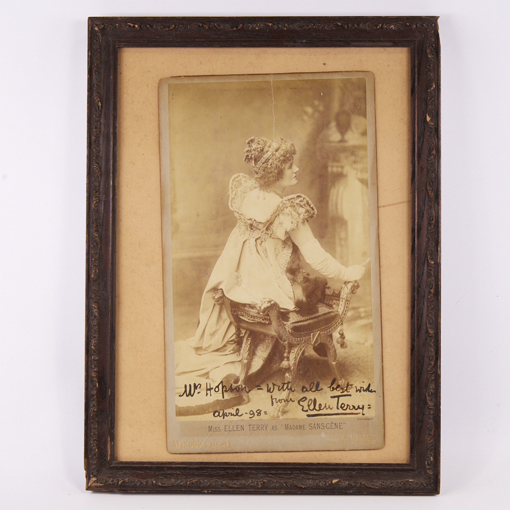 Ellen Terry, original Studio photograph of Ellen Terry as Madame Sans-Gene, original ink inscription