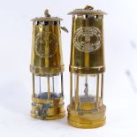 Two brass miners lamps, made by E Thomas & Williams, Aberdare, Wales and The Protector Lamp &
