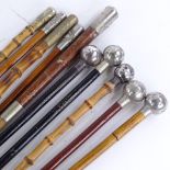 A bundle of silver and nickel-topped military swagger sticks, including RFC(10) The ball-topped