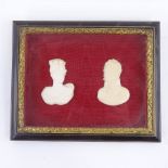 ROYAL INTEREST - a pair of 19th century relief carved ivory portrait busts of Princess Charlotte and