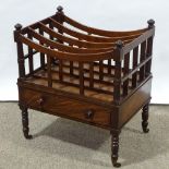 A 19th century mahogany Canterbury with drawer below, width 48cm