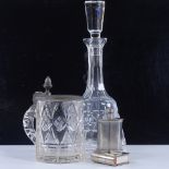 A Waterford Kylemore decanter, a cut glass and pewter German beer stein marked Rothmilller, an
