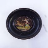 A fine quality Italian Grand Tour micromosaic miniature, depicting Eros driving a chariot, red glass