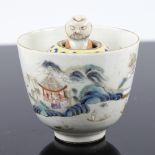 A Chinese porcelain bowl with central rising figure, diameter 7.5cm Perfect condition