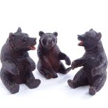 3 19th century Black Forest bears, tallest 9cm. Bear 1 - small repair to bottom left paw. Bear 2 -
