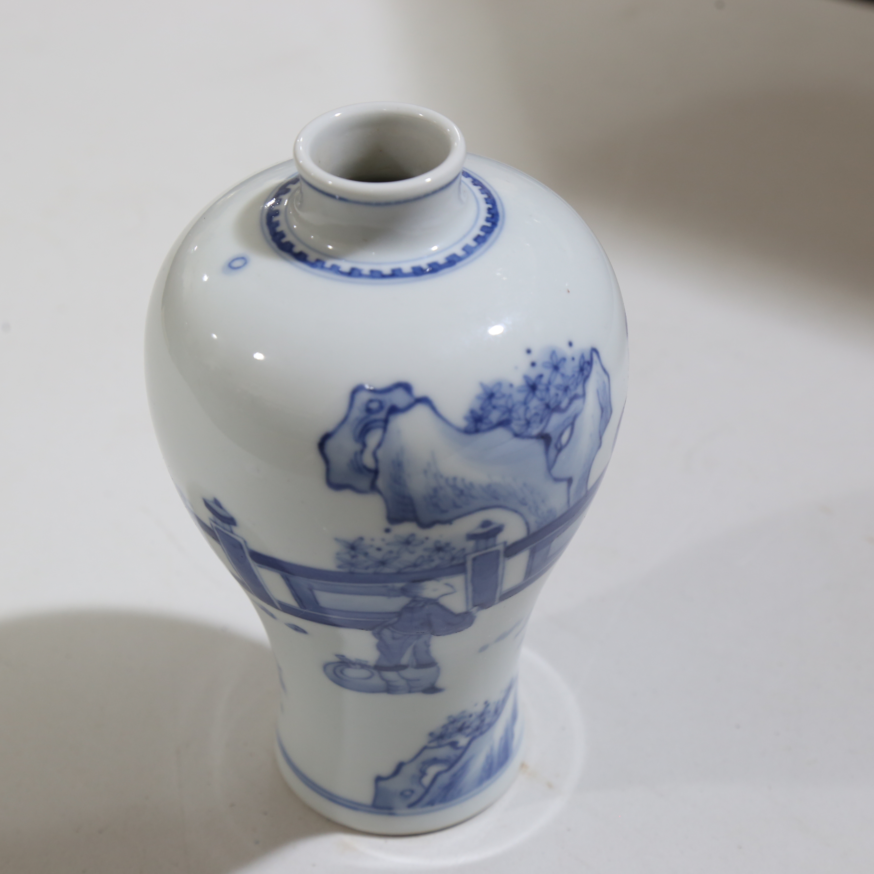 A Chinese blue and white Meiping vase, hand painted decoration, height 16.5cm Perfect condition - Image 7 of 9