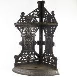 A Victorian Aesthetic Movement cast-iron corner stick stand in the manner of Christopher Dresser,