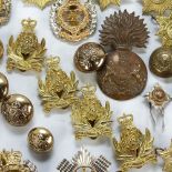 A group of military badges and buttons