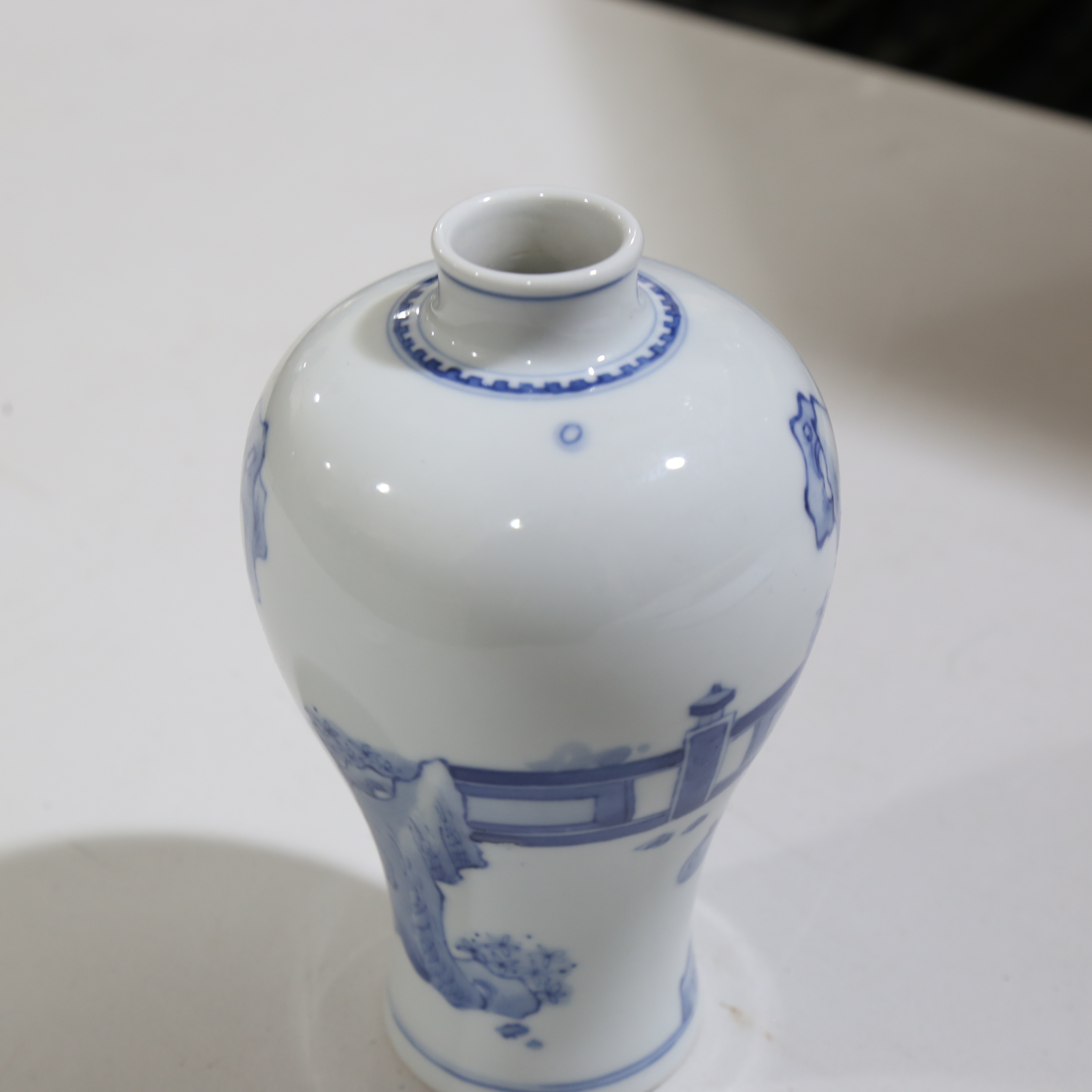 A Chinese blue and white Meiping vase, hand painted decoration, height 16.5cm Perfect condition - Image 6 of 9