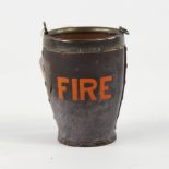 A Victorian Doulton Lambeth Silicon ware silver mounted miniature fire bucket, imitation leather
