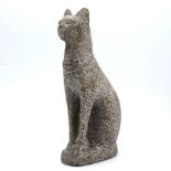 An Egyptian style carved stone seated cat, height 21cm Good condition, no chips or repairs