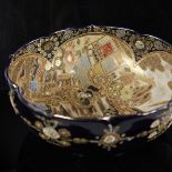 A Japanese Satsuma porcelain bowl with hand painted gilded decoration, diameter 24cm, height 10cm