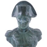 A green patinated spelter bust of Napoleon Bonaparte, on black marble base, height 20cm Very good