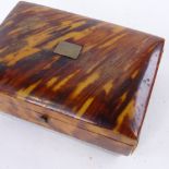 A 19th century tortoiseshell box, on ivory feet, 10cm x 7cm. Good overall condition, small chips and