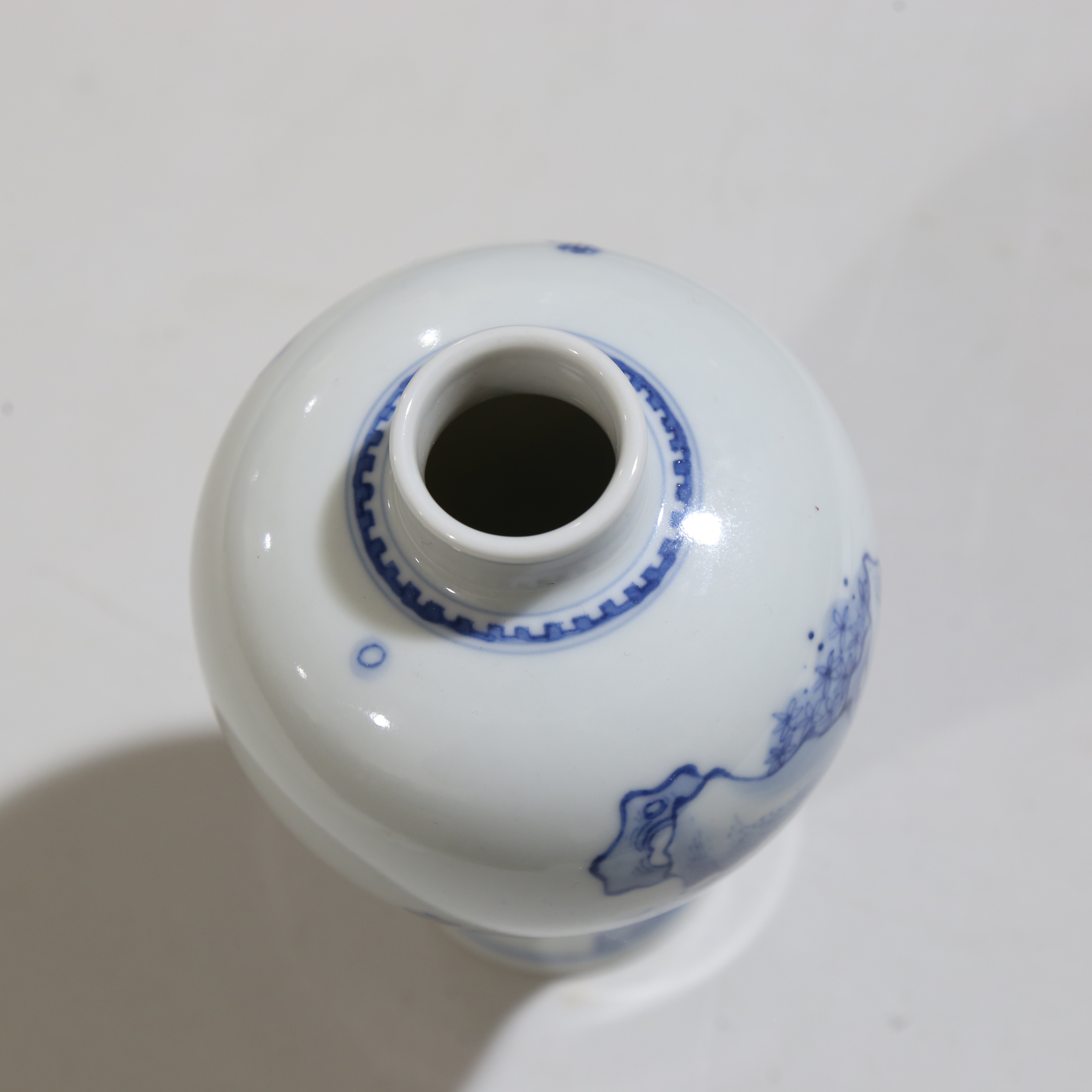 A Chinese blue and white Meiping vase, hand painted decoration, height 16.5cm Perfect condition - Image 8 of 9