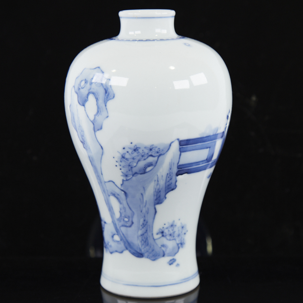 A Chinese blue and white Meiping vase, hand painted decoration, height 16.5cm Perfect condition - Image 2 of 9