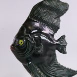 SR BONOME (1901-1995), French mid-century ceramic fish sculpture, coloured seabed highlights, signed
