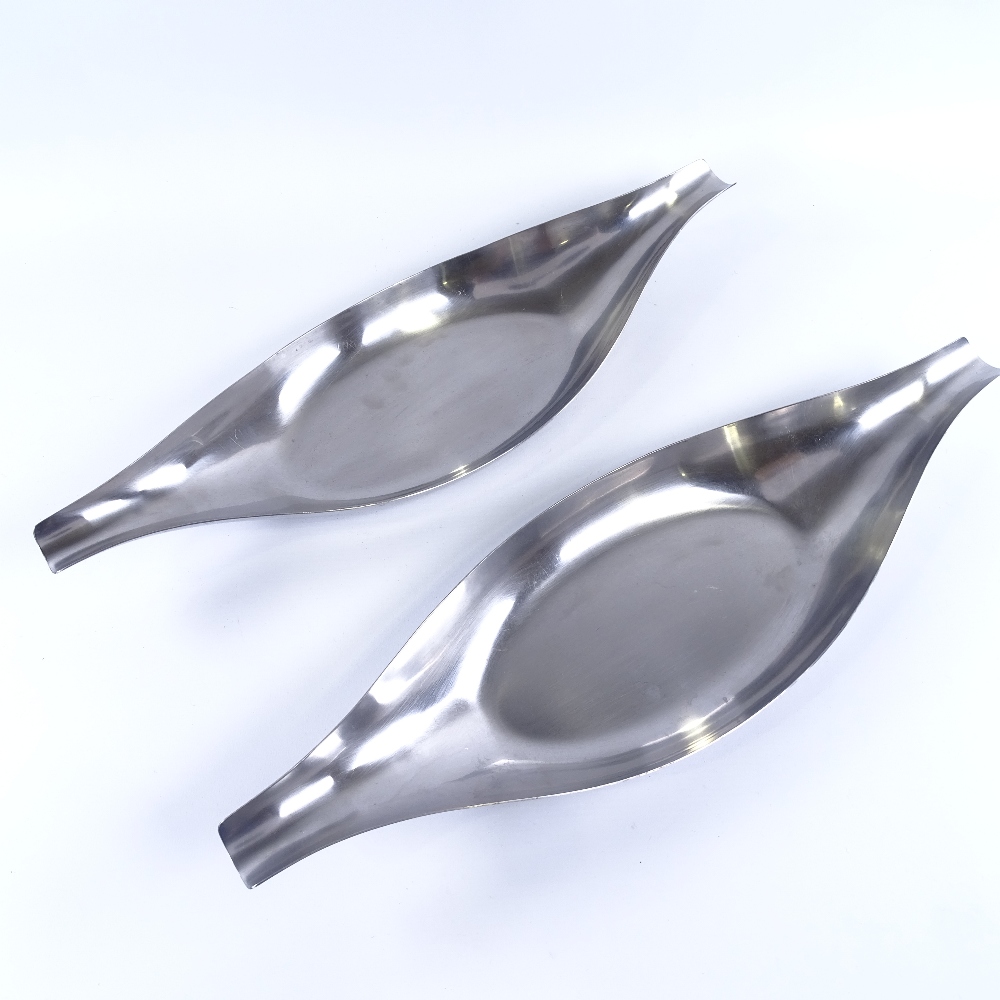 TINTINHULL, Stainless Steel fruit bowls circa 1970s', in stylised elongated form, length 50cm. - Image 2 of 4