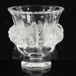 LALIQUE, FRANCE, a Dampierre pattern vase, 1940s'/50s' with relief birds and buttresses, pedestal