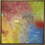 DOUGLAS EARLE, BRITISH, large abstract oil on canvas, unsigned, 122cm x 122cm, framed. Good