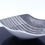 MARI SIMMULSON FOR URSULA EKEBY, a cut side bowl with incised web decoration, makers marks to