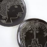 STIG LINDBERG FOR GUSTAVSBERG, two Piazza ceramic portrait plates, Sweden circa 1960s', diameter