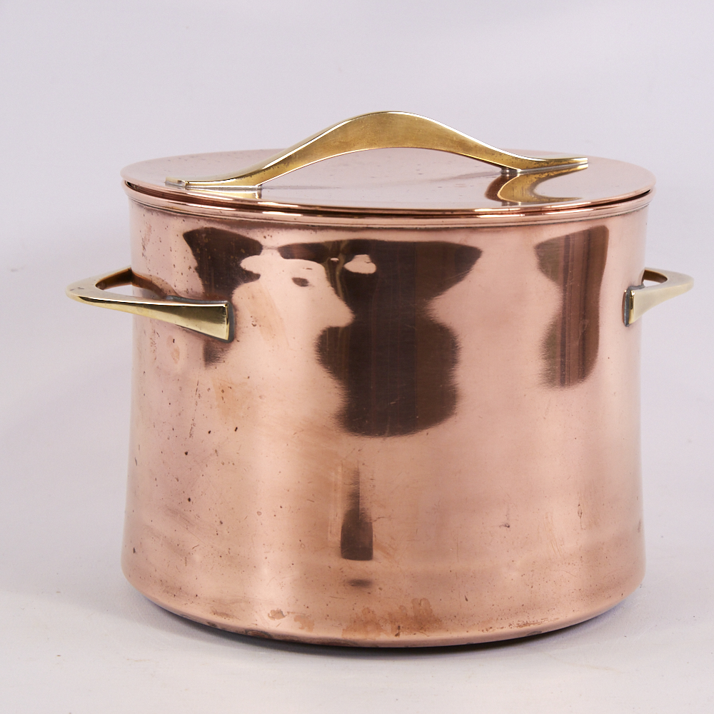 JENS HARALD QUISTGAARD FOR DANSK, 1960s' Fondue or Bain Marie, copper and brass cooking pot with - Image 2 of 4