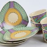DOROTHY HAFNER FOR ROSENTHAL, Studio Line "Flash" design 1982, 4 coffee cups and saucers, inspired