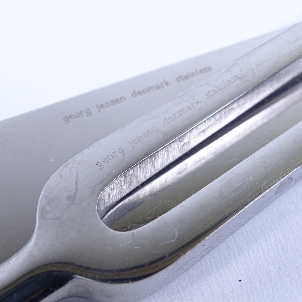 GEORG JENSEN, stainless steel carving set with wooden handles in original box, knife length 36. - Image 3 of 4