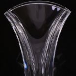 BACCARAT, clear crystal Ginko pattern vase, medium size, in original box, height 24cm. Vase is in