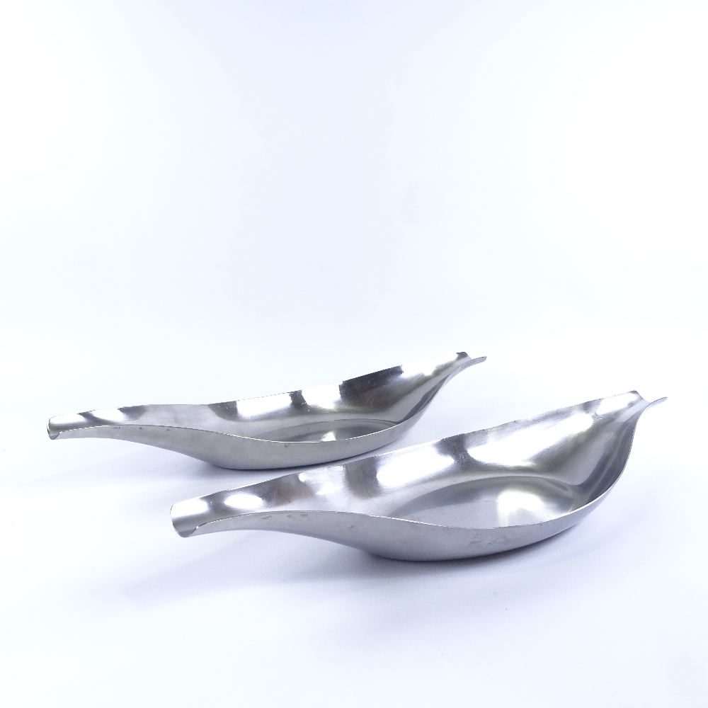 TINTINHULL, Stainless Steel fruit bowls circa 1970s', in stylised elongated form, length 50cm. - Image 3 of 4