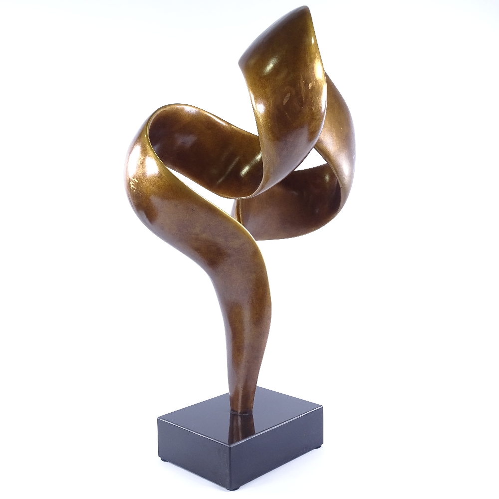 20th CENTURY BRITISH SCHOOL, abstract sculpture, bronzed plaster on marble base, height 64cm. Good - Image 4 of 4