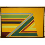 DOUGLAS EARLE, BRITISH, large oil on canvas, laid on board, geometric pattern, signed verso, 102cm x
