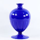 CENEDESE, MURANO, ITALY, 1950s' cobalt blue glass vase, signed to base, height 23cm. Good condition,
