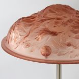 SCANDI-FRANCAIS LUMIERE ET GLASS, Table lamp with French 1940s' pink glass shade on a steel base,