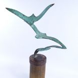 GUY PORTELLI (British b.1957), bronze of a seagull in flight, on hardwood plinth, signed on bronze