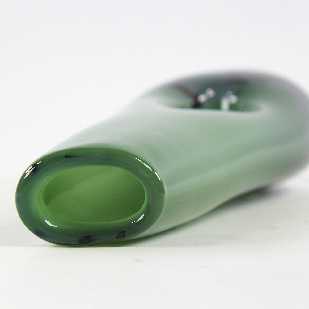 VICKE LINDSTRAND FOR KOSTA, SWEDEN, designed 1953, tall pierced vase in cased green glass, marked to - Image 3 of 4