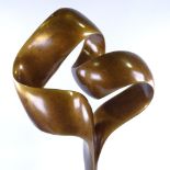 20th CENTURY BRITISH SCHOOL, abstract sculpture, bronzed plaster on marble base, height 64cm. Good