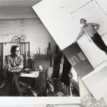 DERRY MOORE (b 1937), 2 vintage photographs of Robyn Denny in his studio and a shell sketch on