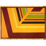 DOUGLAS EARLE, BRITISH, large oil on canvas, laid on board, geometric patterns, signed verso,