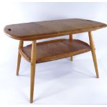 ERCOL coffee table, butlers tray style top and shelf under, height 44.5cm, length 74cm. Good