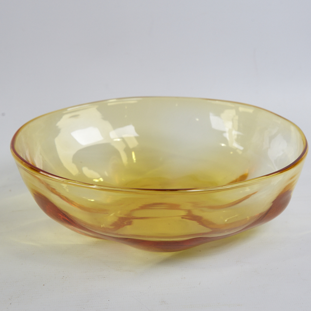 BARNABY POWELL FOR WHITEFRIARS, BRITISH, golden amber bowl and vase from the "Wealdstone Range" - Image 2 of 4