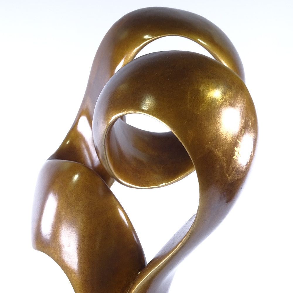 20th CENTURY BRITISH SCHOOL, abstract sculpture, bronzed plaster on marble base, height 64cm. Good - Image 3 of 4