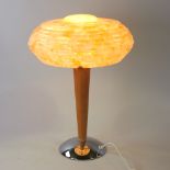 SCANDI-FRANCAIS LUMIERE ET GLASS, table lamp with 1930s' English shade in marbled peach and white