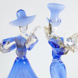 Manner of CESARE TOFFOLO, MURANO, a pair of glass figurines, tallest 31cm. Good condition.