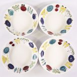 MARIANNE WESTMAN FOR RORSTRAND, SWEDEN, four "Picknick" pattern creamware bowls, designed 1956,